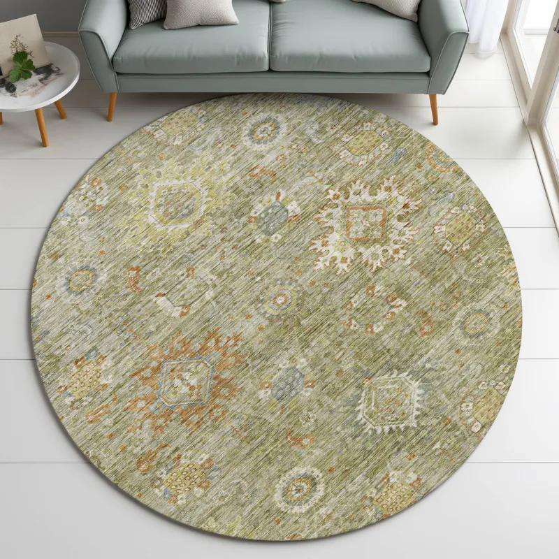 Indoor/Outdoor Silk Road Sage 8\' x 8\' Round Rug