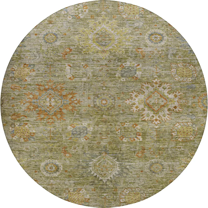 Indoor/Outdoor Silk Road Sage 8\' x 8\' Round Rug