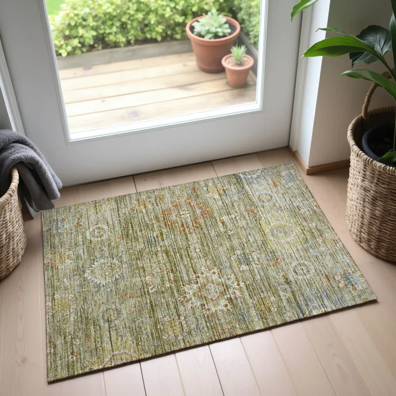 Indoor/Outdoor Silk Road Sage 1\'8\" x 2\'6\" Rug