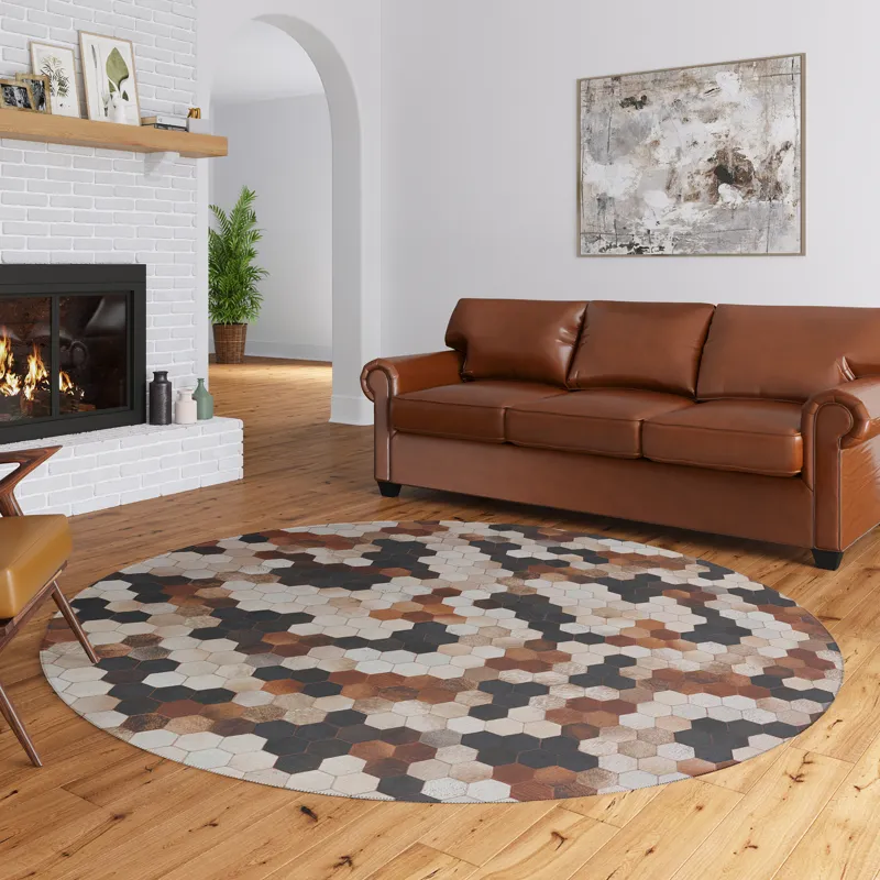 Indoor/Outdoor Stetson Canyon Washable 8\' x 8\' Round Rug