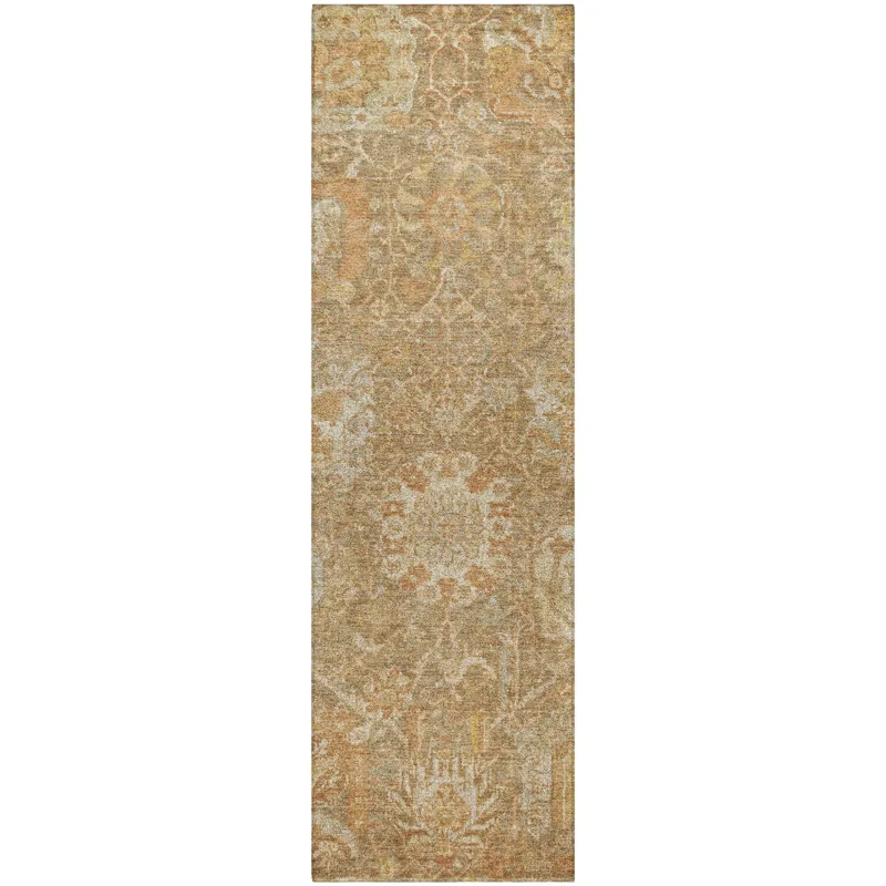 Luxury Washable Indoor/Outdoor Tabrook Khaki 2\'3\" x 7\'6\" Runner Rug