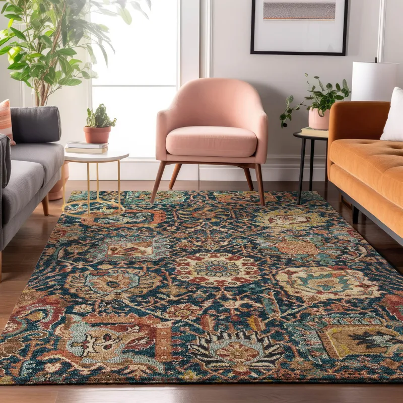 Luxury Washable Indoor/Outdoor Tabrook Navy 3\' x 5\' Rug