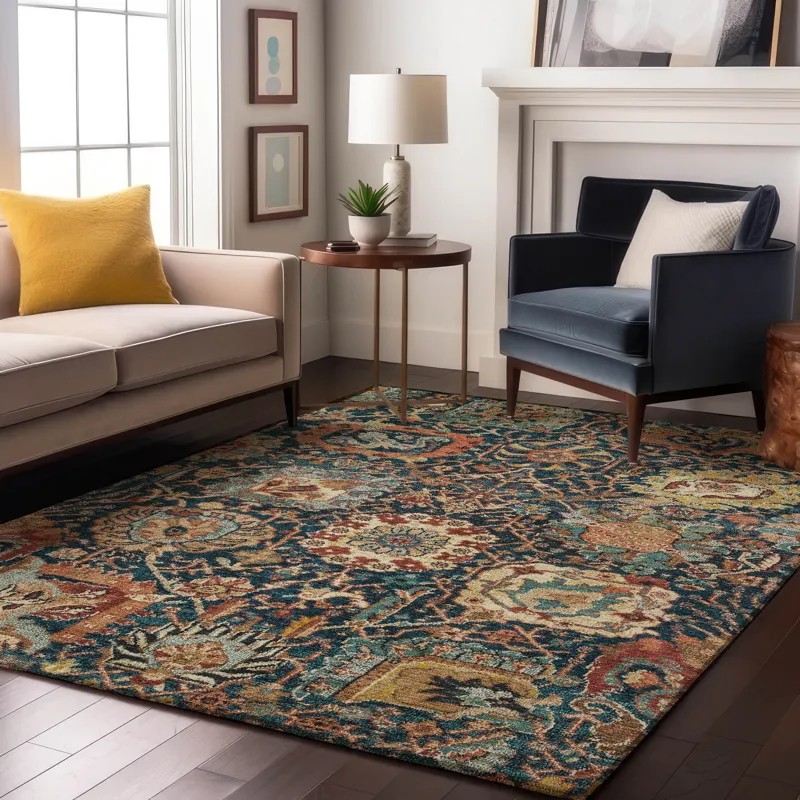 Luxury Washable Indoor/Outdoor Tabrook Navy 3\' x 5\' Rug