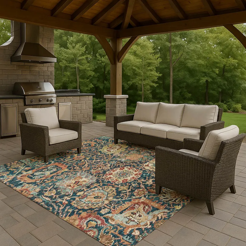 Luxury Washable Indoor/Outdoor Tabrook Navy 3\' x 5\' Rug