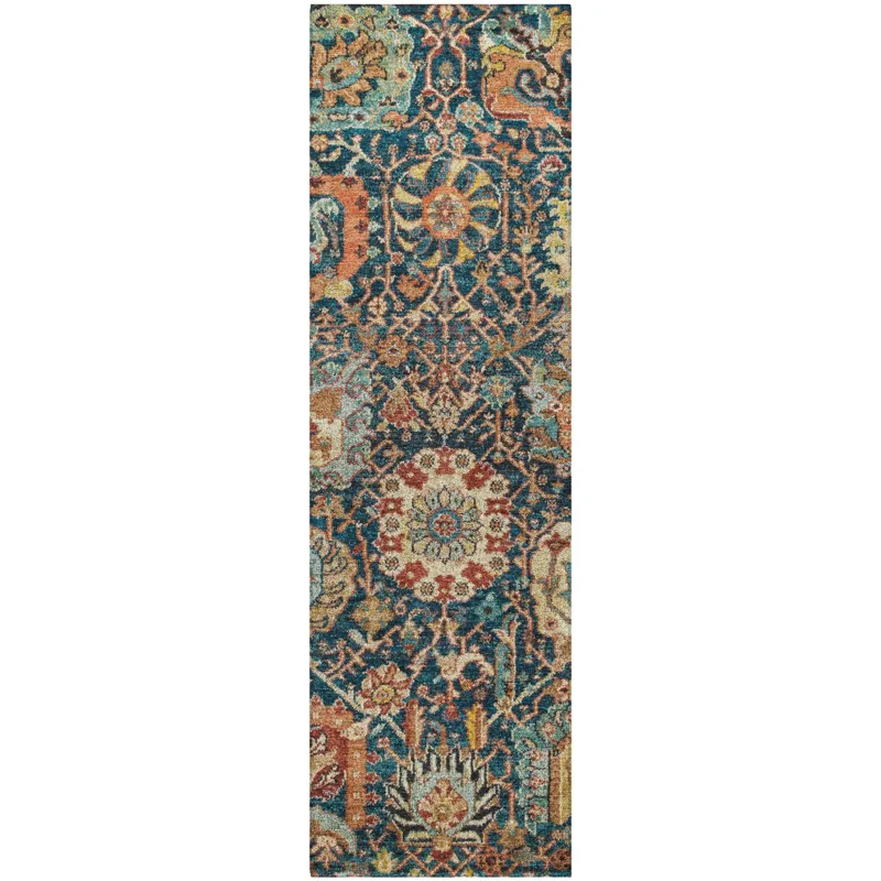 Luxury Washable Indoor/Outdoor Tabrook Navy 2\'3\" x 7\'6\" Runner Rug