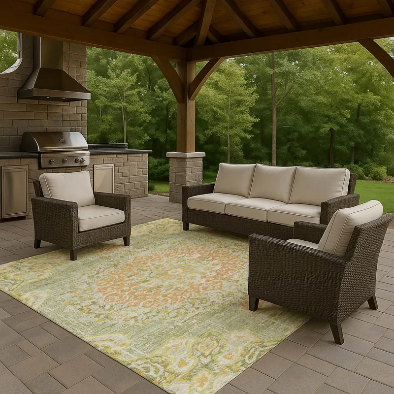 Luxury Washable Indoor/Outdoor Tabrook Aloe 5\' x 7\'6\" Rug