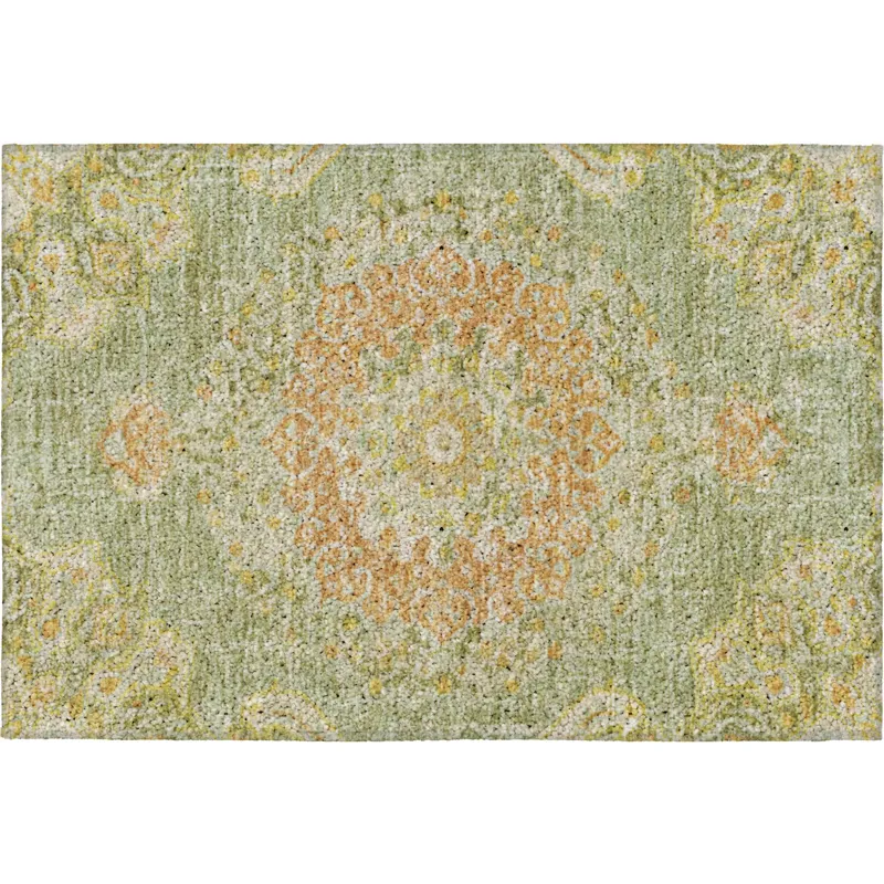 Luxury Washable Indoor/Outdoor Tabrook Aloe 1\'8\" x 2\'6\" Rug