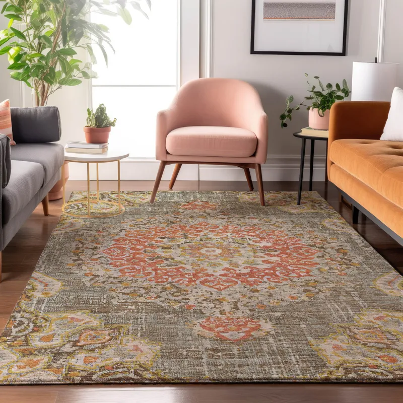 Luxury Washable Indoor/Outdoor Tabrook Brown 8\' x 10\' Rug
