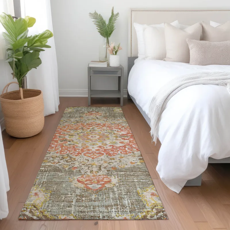 Luxury Washable Indoor/Outdoor Tabrook Brown 2\'3\" x 7\'6\" Runner Rug