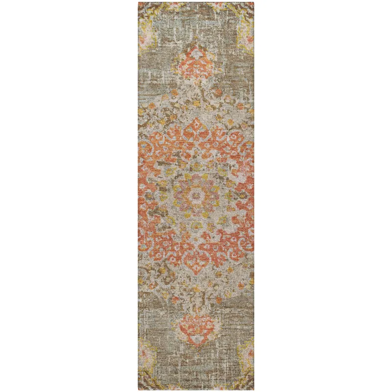 Luxury Washable Indoor/Outdoor Tabrook Brown 2\'3\" x 7\'6\" Runner Rug