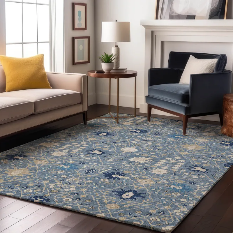 Luxury Washable Indoor/Outdoor Tabrook Denim 3\' x 5\' Rug