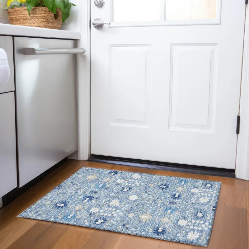 Luxury Washable Indoor/Outdoor Tabrook Denim 1\'8\" x 2\'6\" Rug