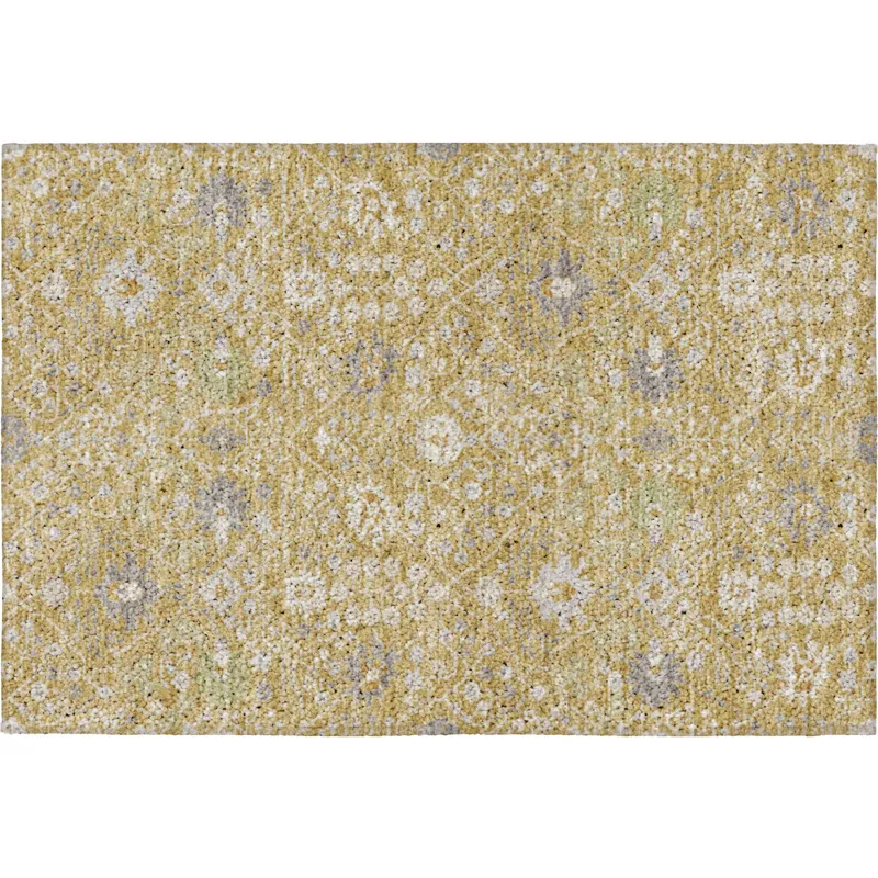 Luxury Washable Indoor/Outdoor Tabrook Gold 1\'8\" x 2\'6\" Rug