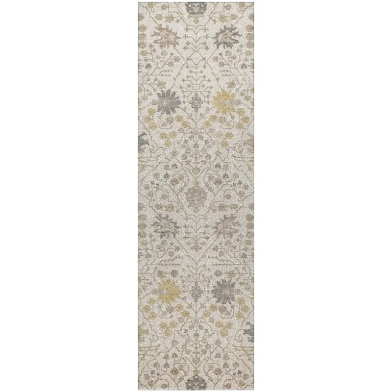 Luxury Washable Indoor/Outdoor Tabrook Ivory 2\'3\" x 7\'6\" Runner Rug