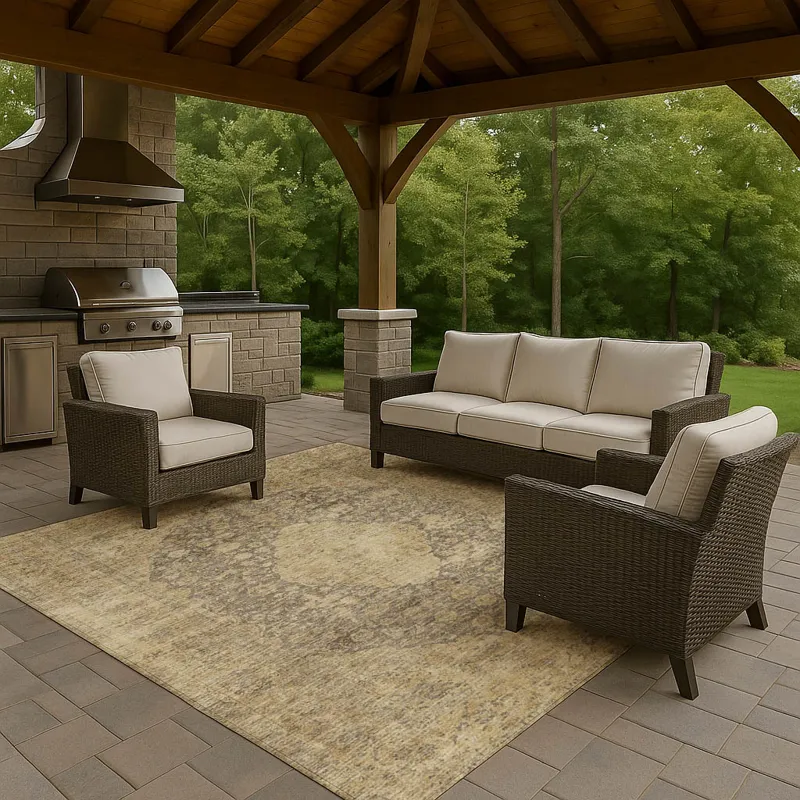 Luxury Washable Indoor/Outdoor Tabrook Mocha 3\' x 5\' Rug