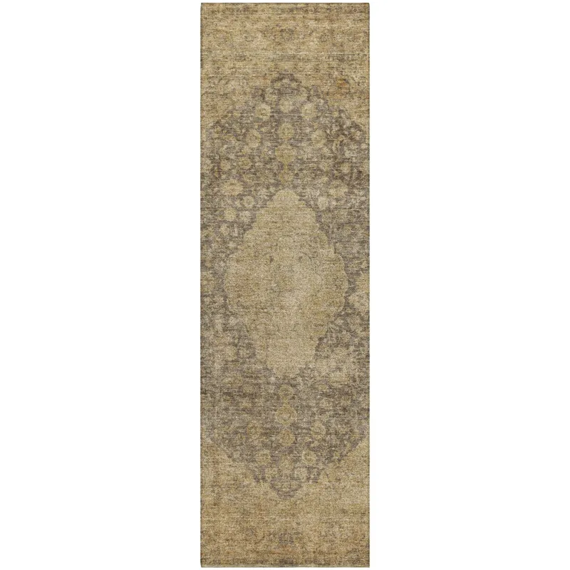 Luxury Washable Indoor/Outdoor Tabrook Mocha 2\'3\" x 7\'6\" Runner Rug