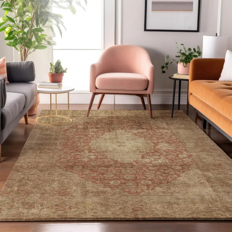 Luxury Washable Indoor/Outdoor Tabrook Paprika 2\'6\" x 3\'10\" Rug