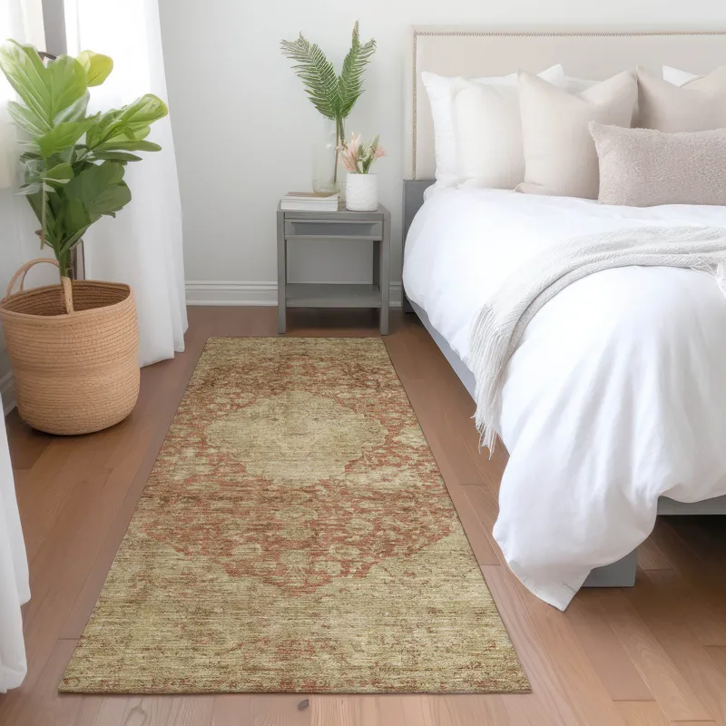 Luxury Washable Indoor/Outdoor Tabrook Paprika 2\'3\" x 7\'6\" Runner Rug