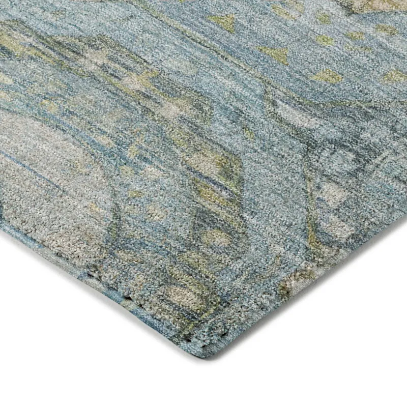 Luxury Washable Indoor/Outdoor Tabrook Blue 10\' x 14\' Rug