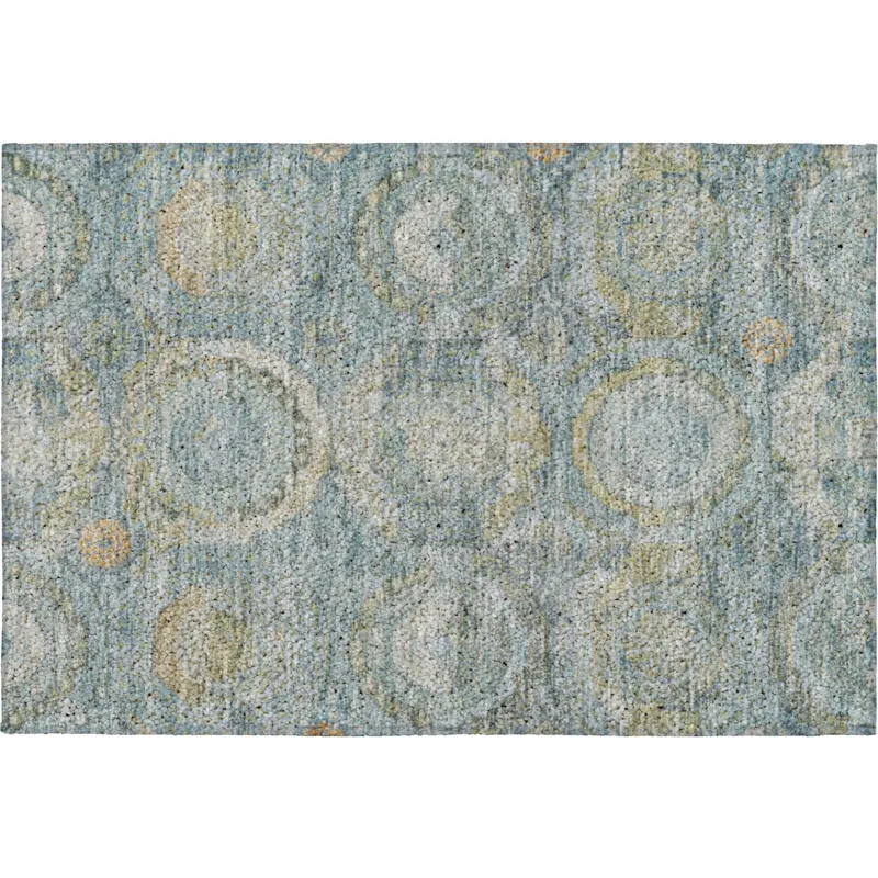 Luxury Washable Indoor/Outdoor Tabrook Blue 1\'8\" x 2\'6\" Rug