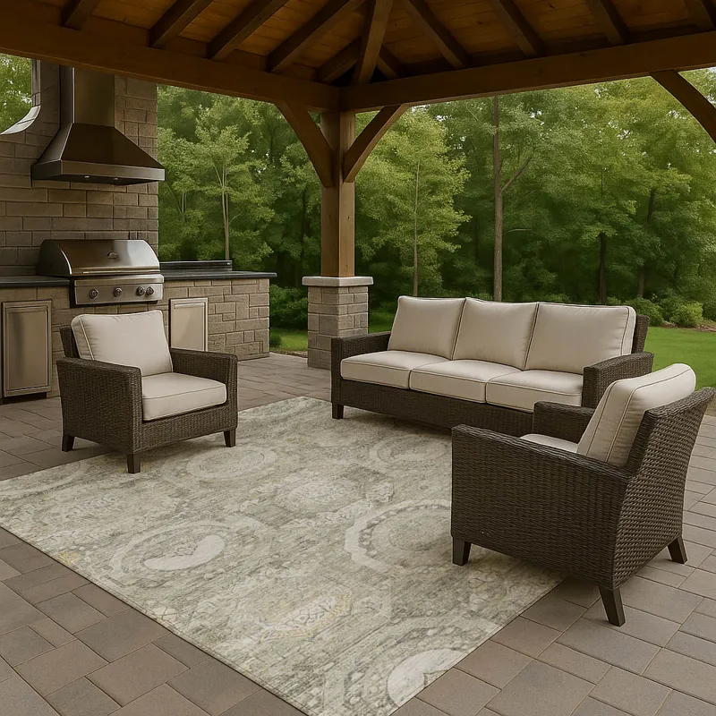 Luxury Washable Indoor/Outdoor Tabrook Pewter 10\' x 14\' Rug