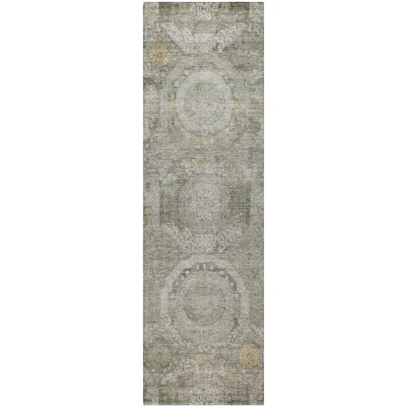 Luxury Washable Indoor/Outdoor Tabrook Pewter 2\'3\" x 7\'6\" Runner Rug