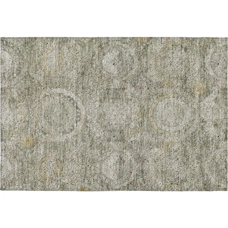 Luxury Washable Indoor/Outdoor Tabrook Pewter 1\'8\" x 2\'6\" Rug