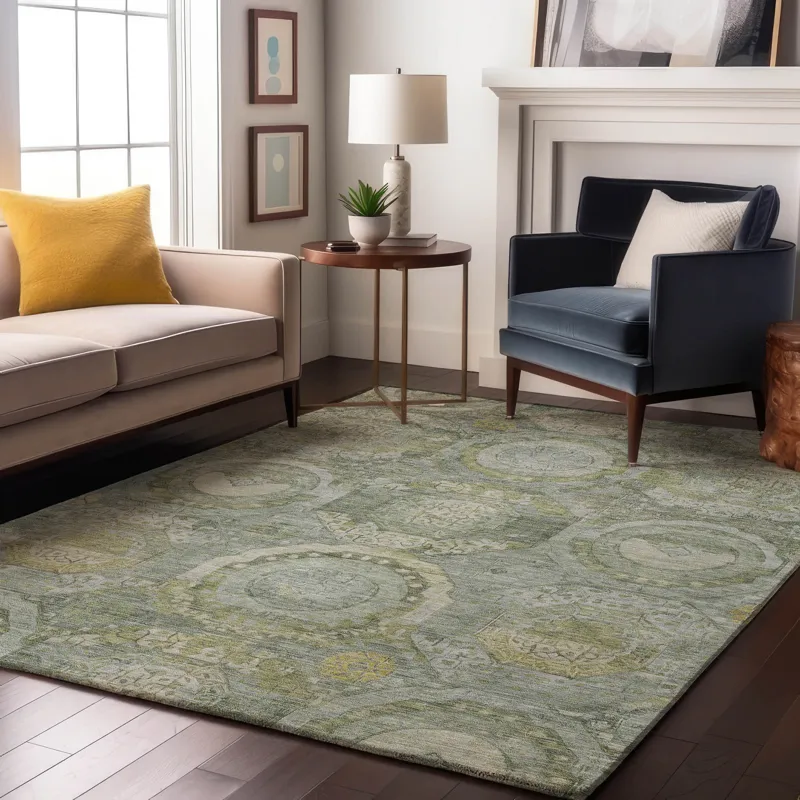 Luxury Washable Indoor/Outdoor Tabrook Sage 5\' x 7\'6\" Rug