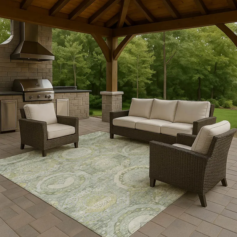 Luxury Washable Indoor/Outdoor Tabrook Sage 5\' x 7\'6\" Rug