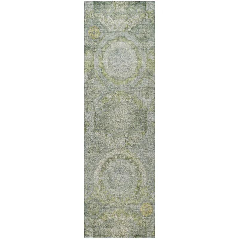 Luxury Washable Indoor/Outdoor Tabrook Sage 2\'3\" x 7\'6\" Runner Rug