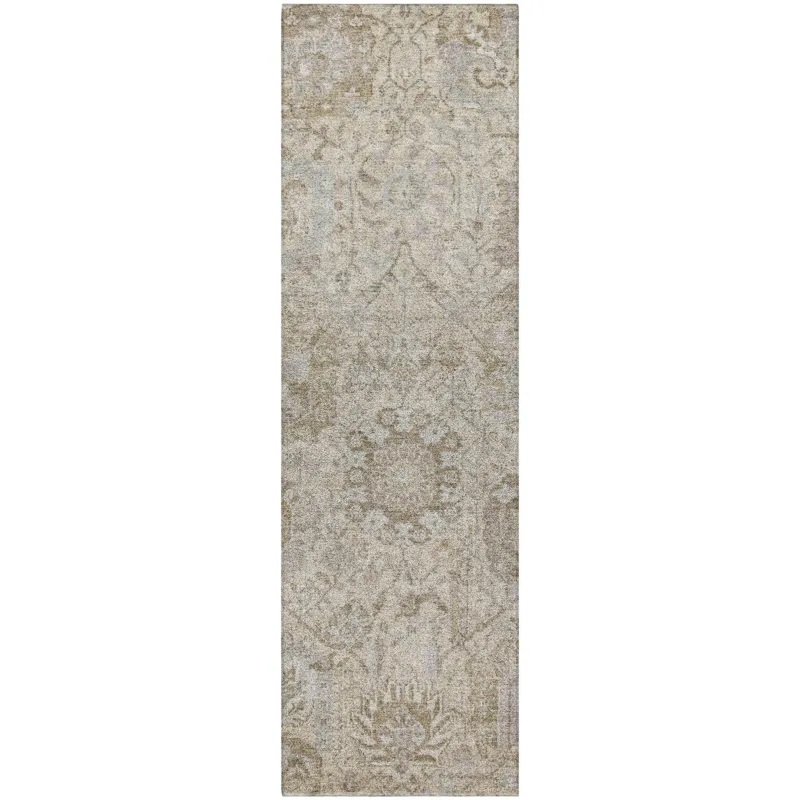 Luxury Washable Indoor/Outdoor Tabrook Ivory 2\'3\" x 7\'6\" Runner Rug