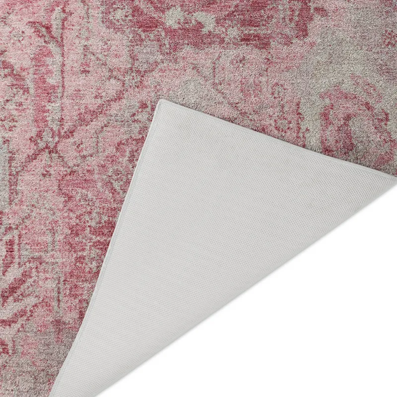 Luxury Washable Indoor/Outdoor Tabrook Pink 1\'8\" x 2\'6\" Rug