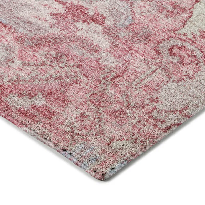 Luxury Washable Indoor/Outdoor Tabrook Pink 1\'8\" x 2\'6\" Rug