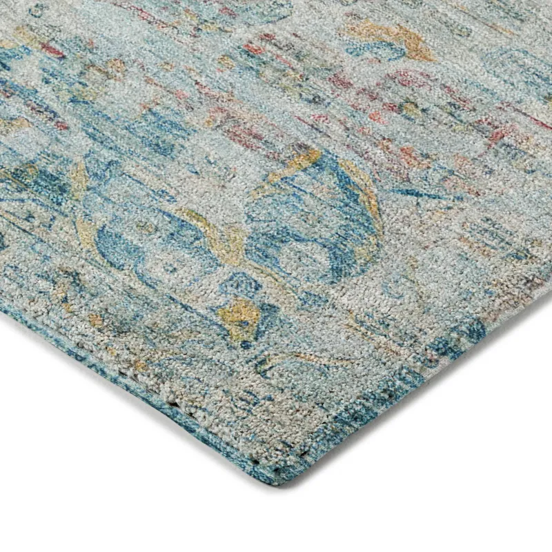 Luxury Washable Indoor/Outdoor Tabrook Sky 1\'8\" x 2\'6\" Rug