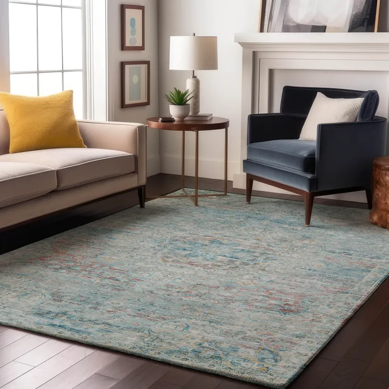 Luxury Washable Indoor/Outdoor Tabrook Sky 10\' x 14\' Rug