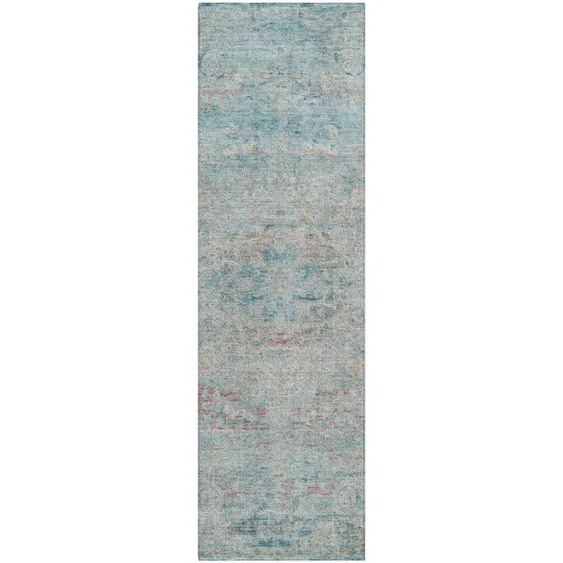 Luxury Washable Indoor/Outdoor Tabrook Sky 2\'3\" x 7\'6\" Runner Rug