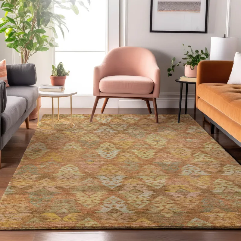 Luxury Washable Indoor/Outdoor Tabrook Copper 9\' x 12\' Rug