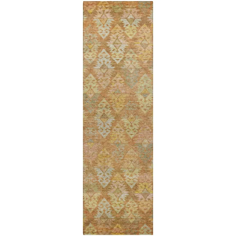 Luxury Washable Indoor/Outdoor Tabrook Copper 2\'3\" x 7\'6\" Runner Rug