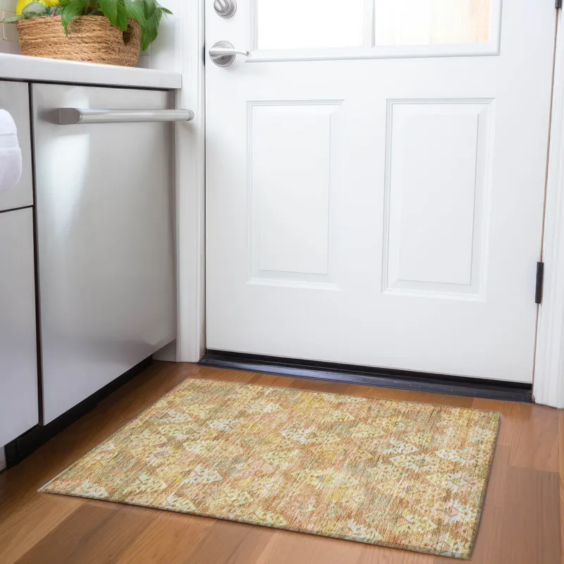 Luxury Washable Indoor/Outdoor Tabrook Copper 1\'8\" x 2\'6\" Rug
