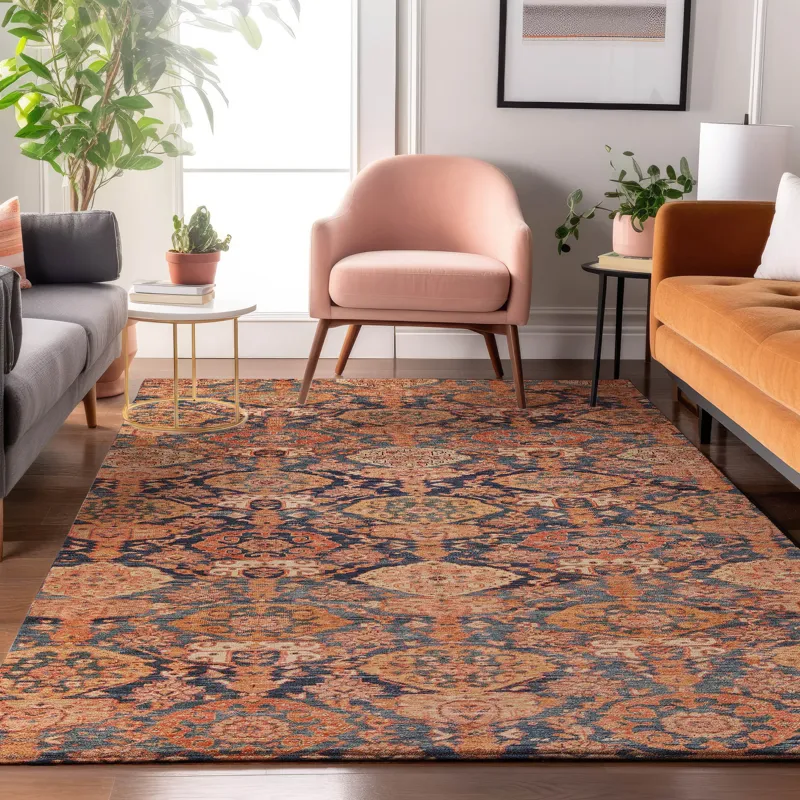 Luxury Washable Indoor/Outdoor Tabrook Terracotta 5\' x 7\'6\" Rug