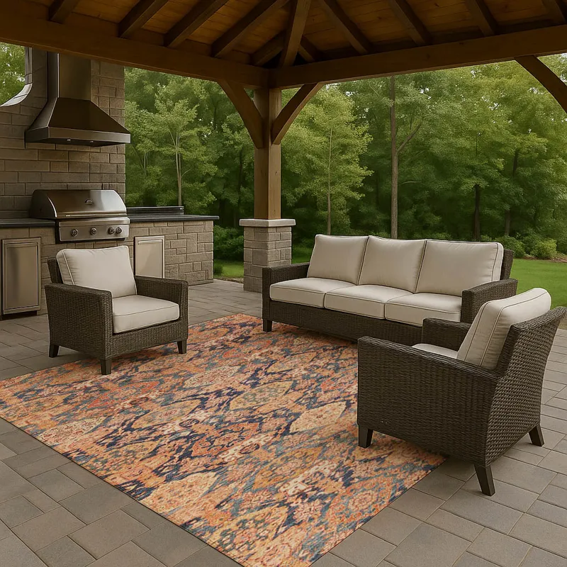 Luxury Washable Indoor/Outdoor Tabrook Terracotta 5\' x 7\'6\" Rug