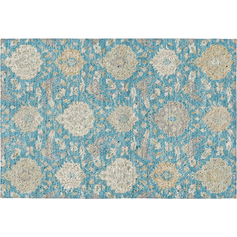 Luxury Washable Indoor/Outdoor Tabrook Blue 1\'8\" x 2\'6\" Rug
