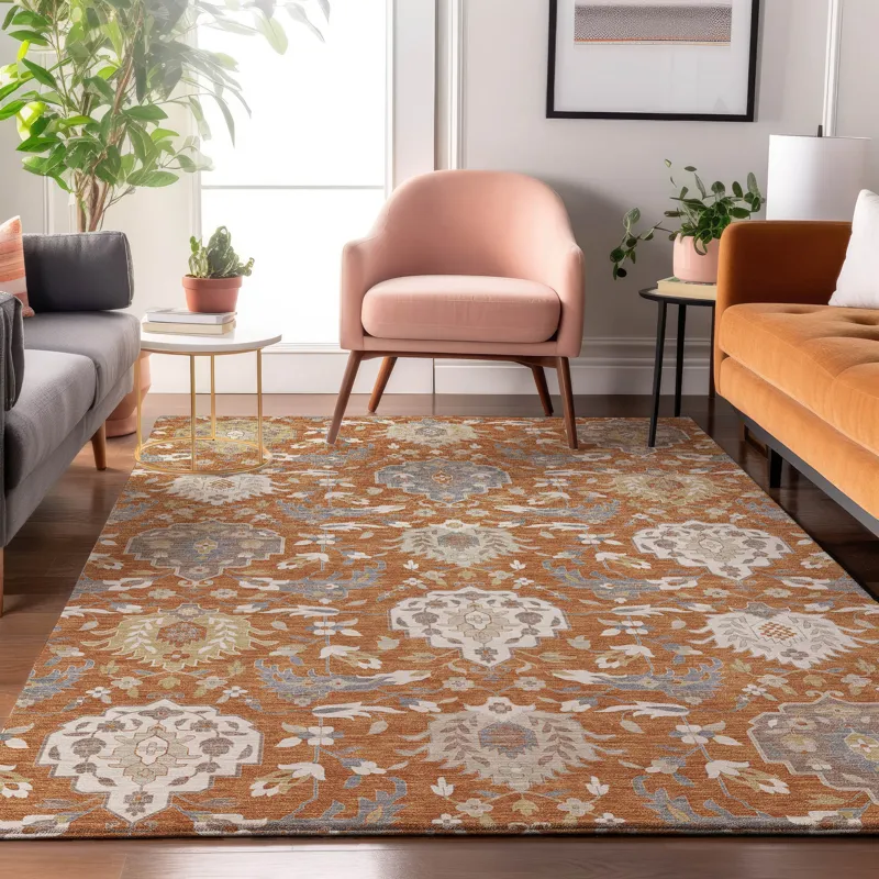 Luxury Washable Indoor/Outdoor Tabrook Copper 5\' x 7\'6\" Rug