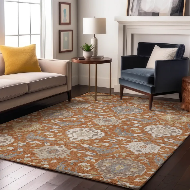 Luxury Washable Indoor/Outdoor Tabrook Copper 5\' x 7\'6\" Rug