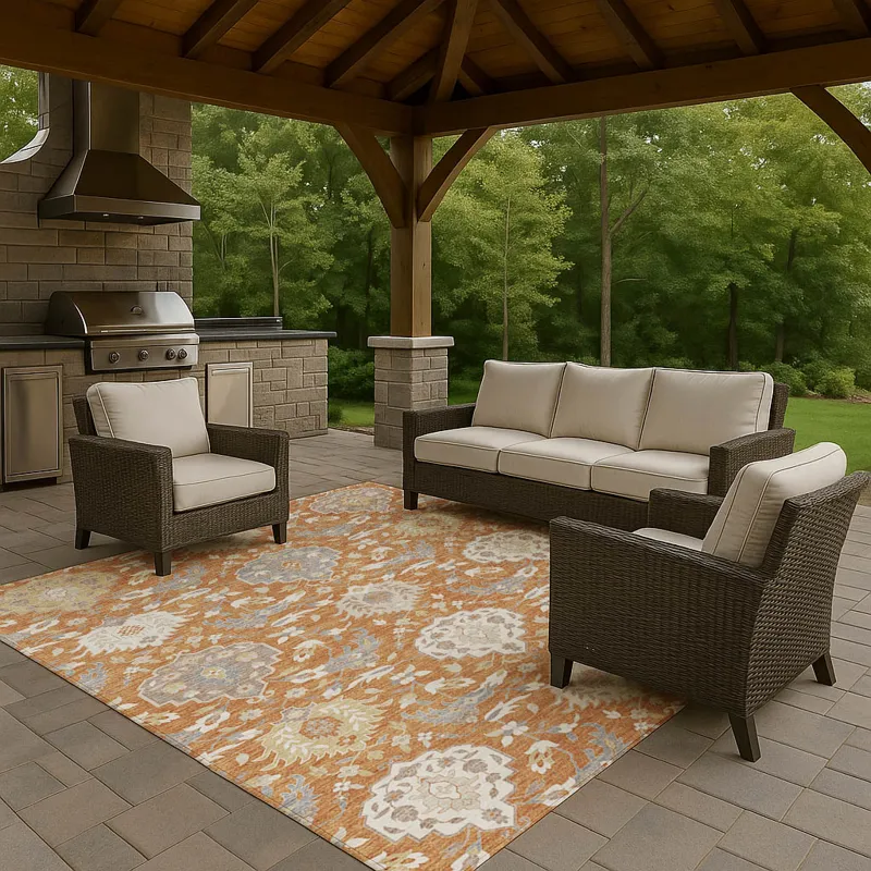 Luxury Washable Indoor/Outdoor Tabrook Copper 5\' x 7\'6\" Rug