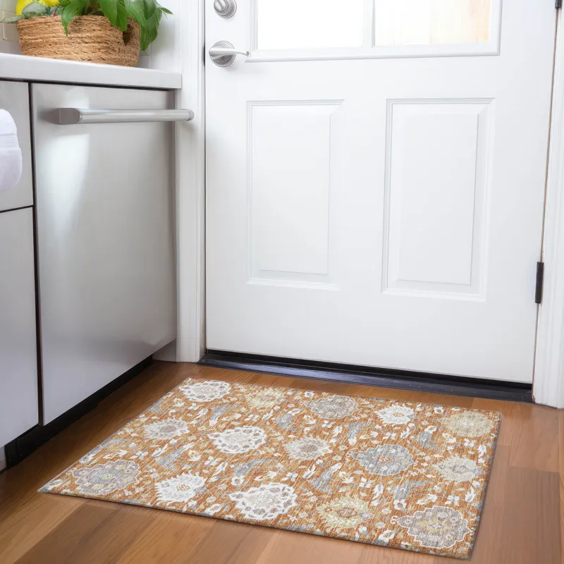Luxury Washable Indoor/Outdoor Tabrook Copper 1\'8\" x 2\'6\" Rug