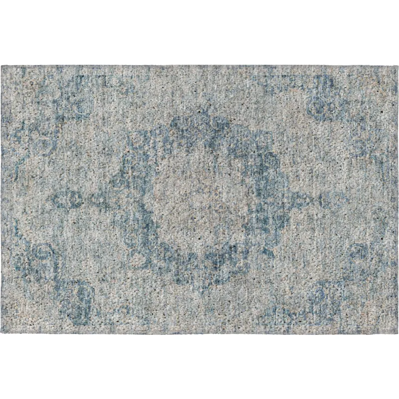 Luxury Washable Indoor/Outdoor Tabrook Blue 1\'8\" x 2\'6\" Rug