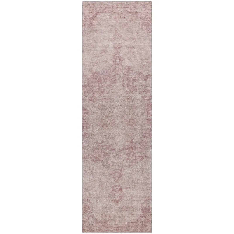 Luxury Washable Indoor/Outdoor Tabrook Pink 2\'3\" x 7\'6\" Runner Rug