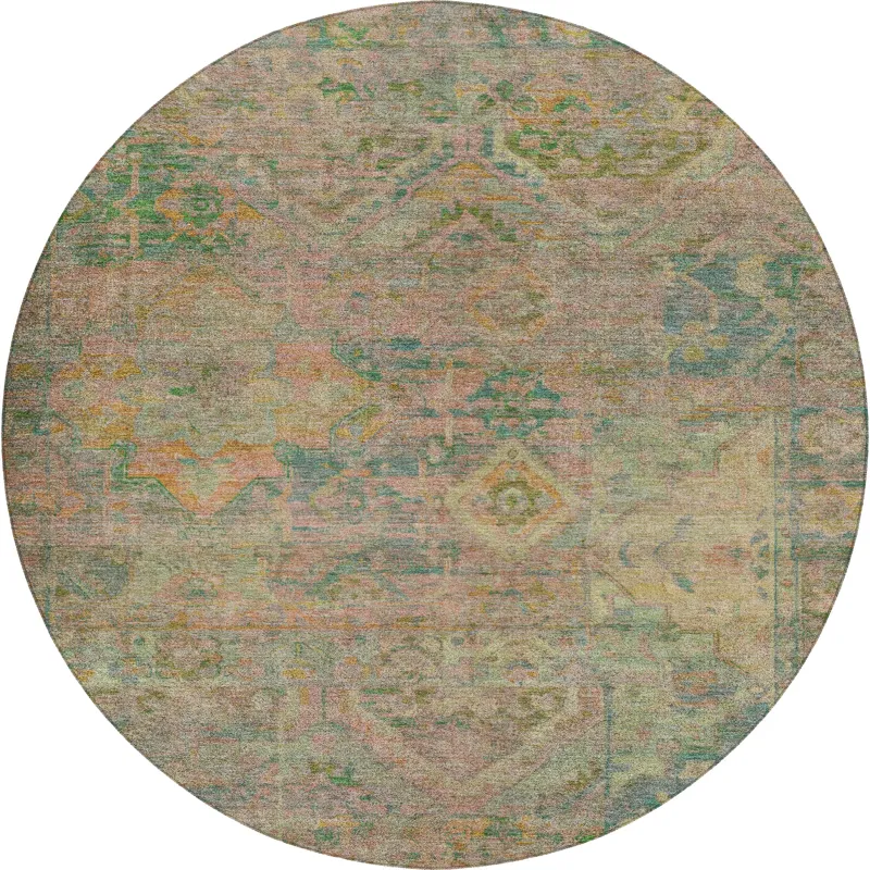 Luxury Washable Indoor/Outdoor Tabrook Blush 8\' x 8\' Round Rug