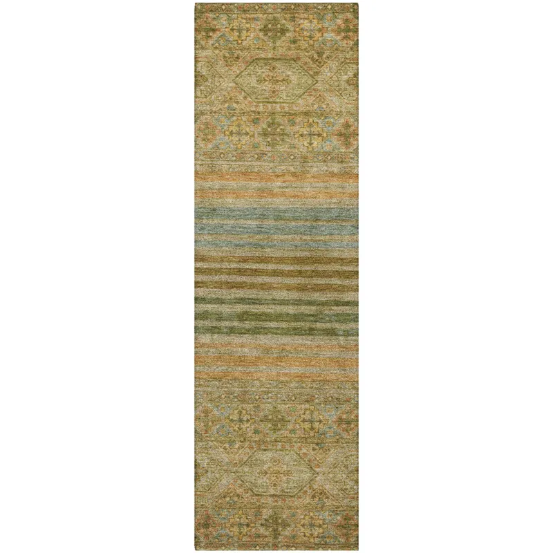Luxury Washable Indoor/Outdoor Tabrook Aloe 2\'3\" x 7\'6\" Runner Rug